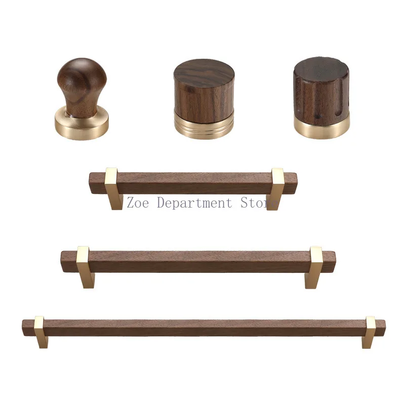Retro new Chinese handle walnut cabinet door handle high-grade wood grain cabinet drawer wardrobe cabinet handle