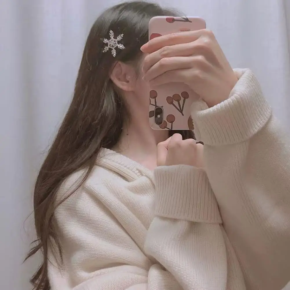 Hair Clip Stylish Hairpin Sparkling Snowflake Design Women Girls Daily Wear Hair Clamp Weddings Christmas Ornaments 여성용 머리핀