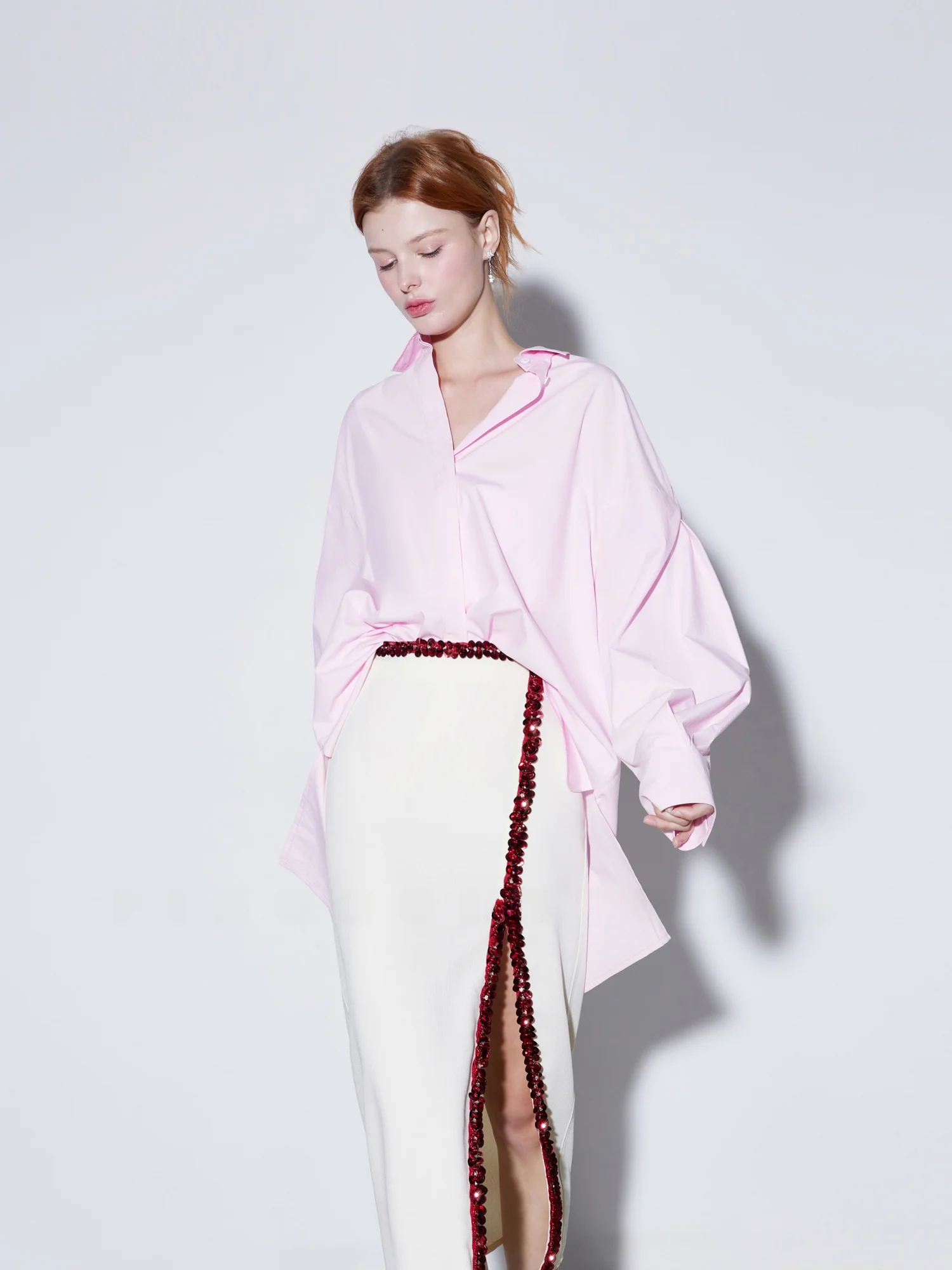 

Finocci 25 Осенняя классическая женская блузка из хлопка с плиссированными рукавами, плотная, для повседневной носки, свободного кроя, с длинными рукавами, в стиле кэжуал.