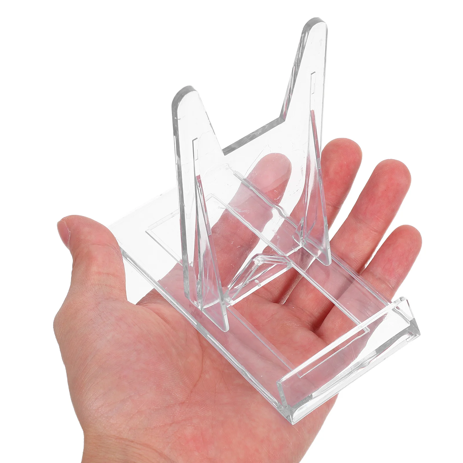 

12Pcs Transparent Adjustable Display Stands Clear Easels for Photos Business Cards Plate Signs Wedding Office Decor