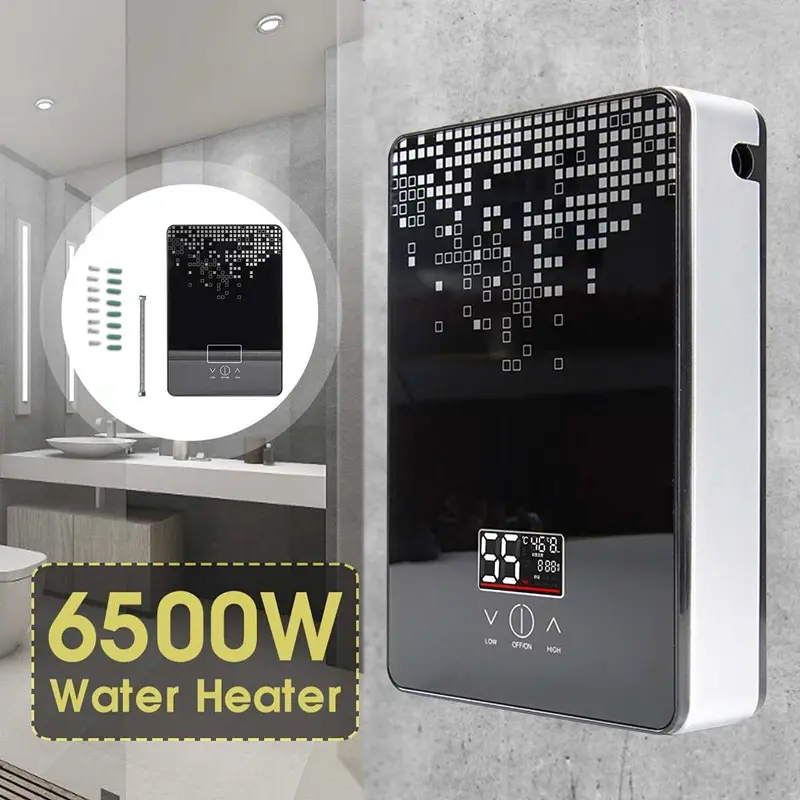 6500W 220V Eficiente Slotless instantânea caldeira banheiro Slotless chuveiro termostato segurança elétrica inteligente aquecedor de água
