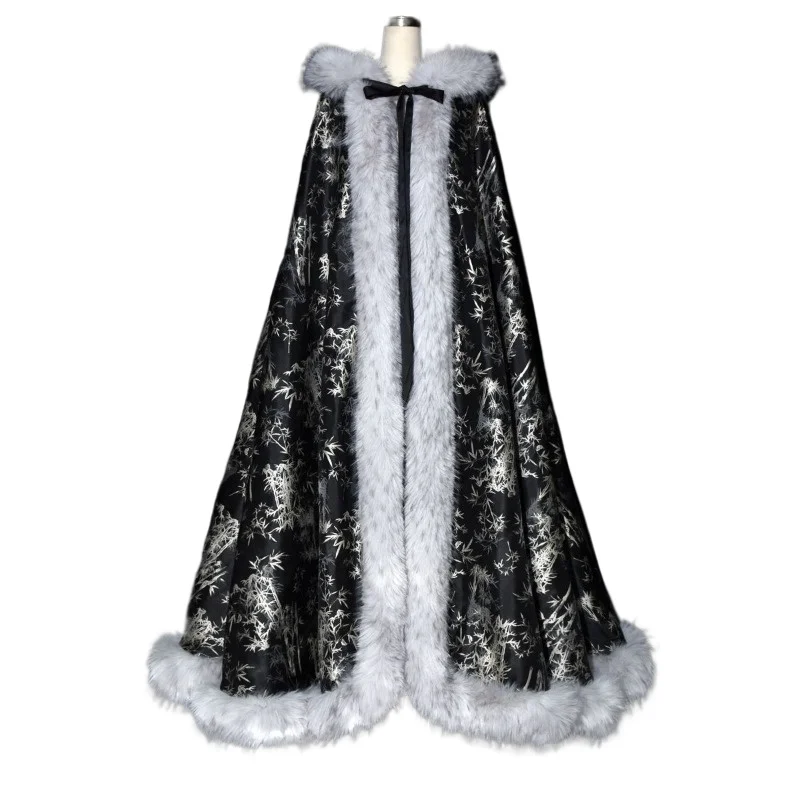 

Women's Cloak with Fleece Thickened New Winter Coat Long Cape Ancient Costume Shawl Large Cloak Traditional Chinese Clothing