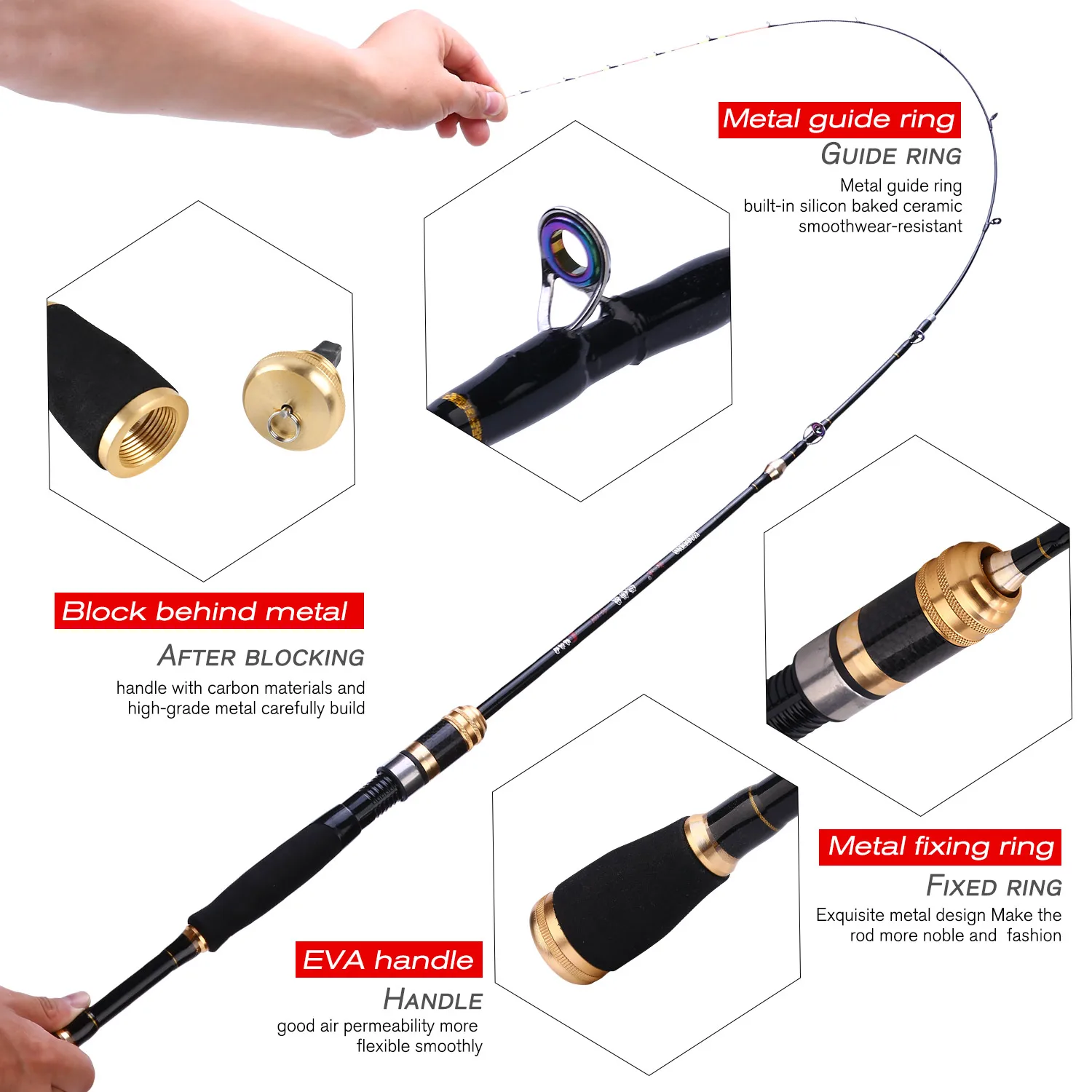 Sougayilang Raft Fishing Rod 2 Sections 120cm Carbon Fiber Soft Boat Rod Max Drag 5Kg Telescopic Fishing Rods Raft Pole Pesca
