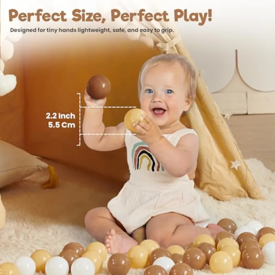 Ball Pit Balls 100 bolas de color del desierto 5,5 cm bolas de plástico suaves sin BPA para parque infantil de bebé y casa de rebote a prueba de golpes