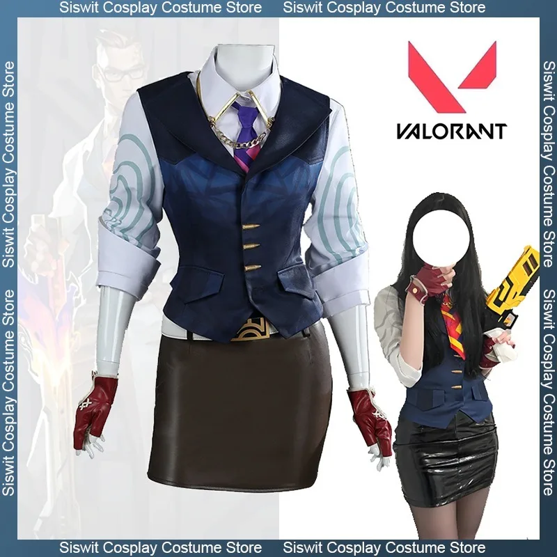 

Game Valorant Chamber Cosplay Costume Women Uniform Prop Accessories Shirt Skirts Sexy Full Set Anime Carnival Party Dress Up