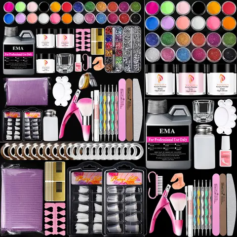 Kit d'ongles en poudre acrylique monomère, liquide acrylique pour Extension d'ongles, ensemble de manucure professionnel en Gel, ensemble d'outils d'art pour faux ongles * &