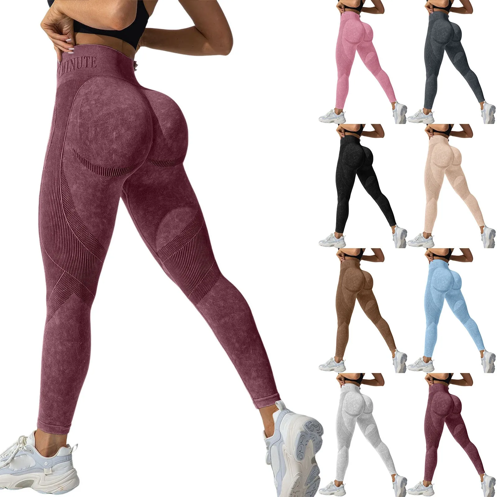 Women's Honey Peach Hip Yoga Pants High Waist Lift Hip Tight Fitness Leggings Wash Quick Dry Leggings Seamless Sports Leggings