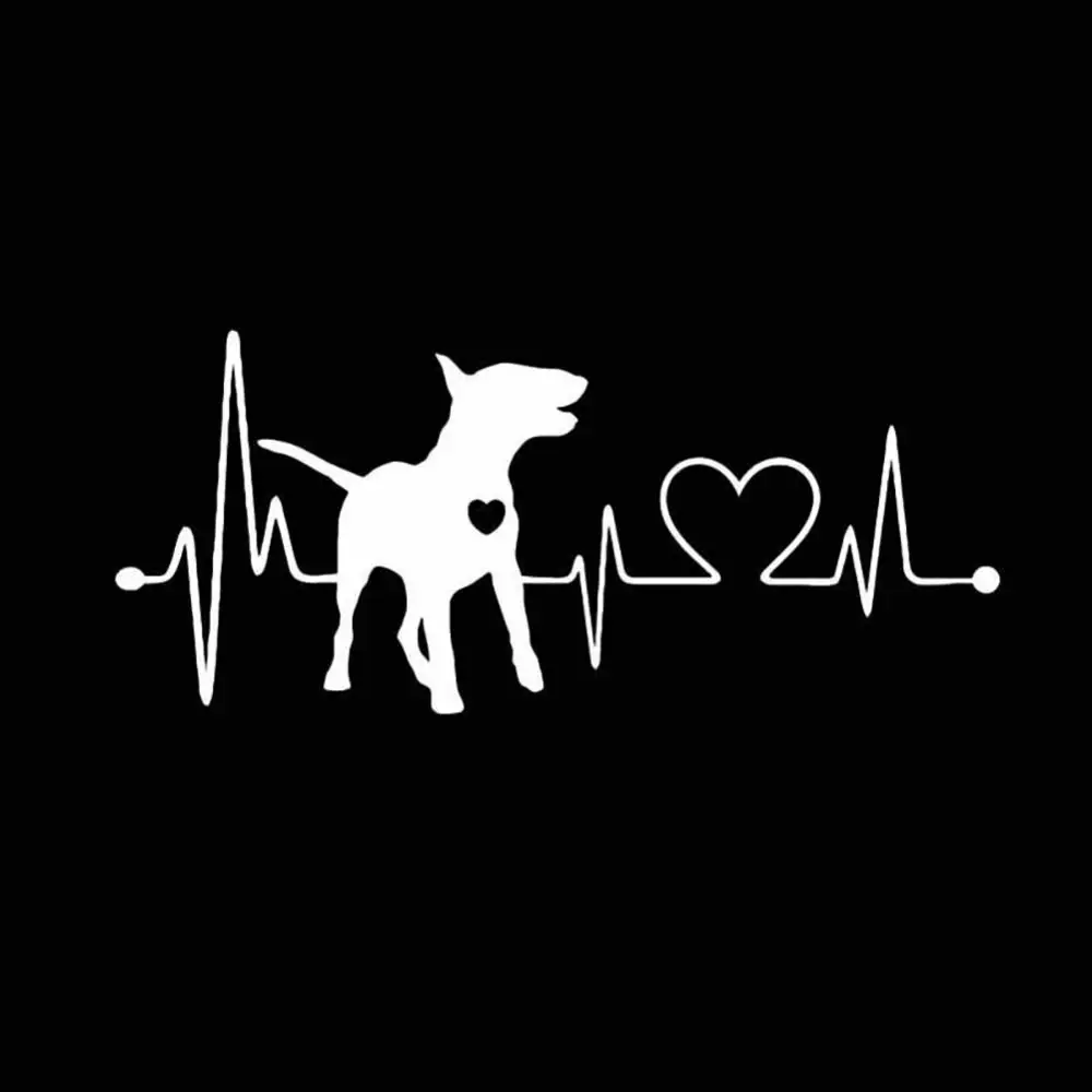 Creative Animal Bull Terrier Dog Electrocardiogram Car Body Window Decals Sticker Decoration