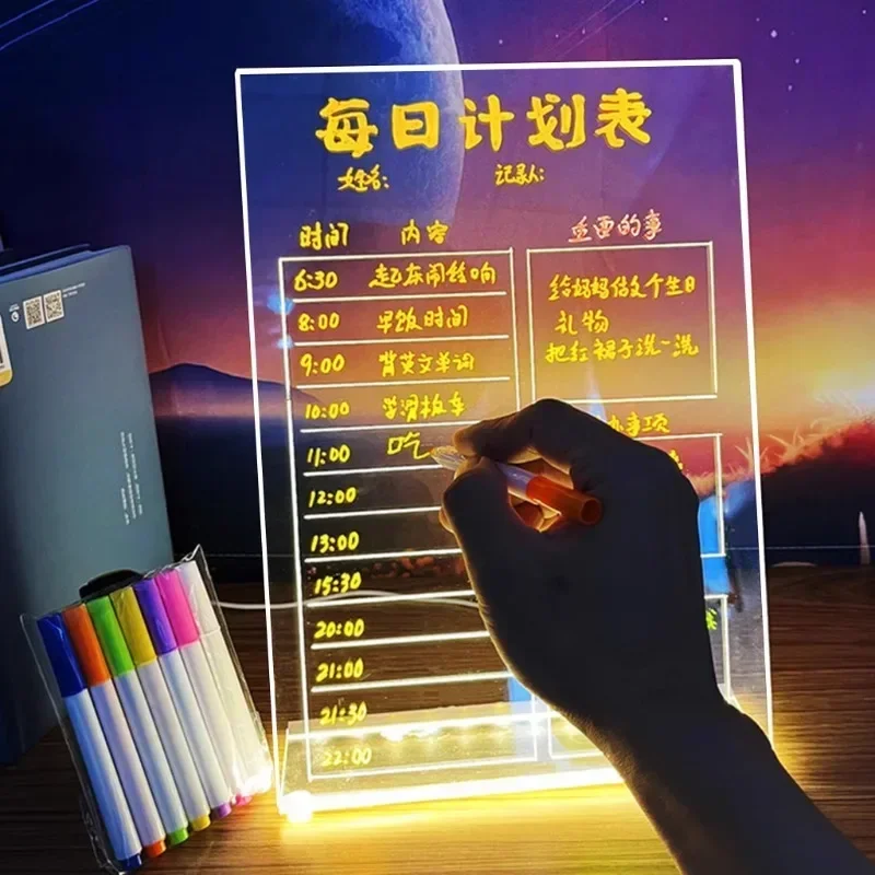 LED Luminous Small Blackboard Transparent Acrylic Electronic Fluorescent Writing Board Display Advertising Art Supplies