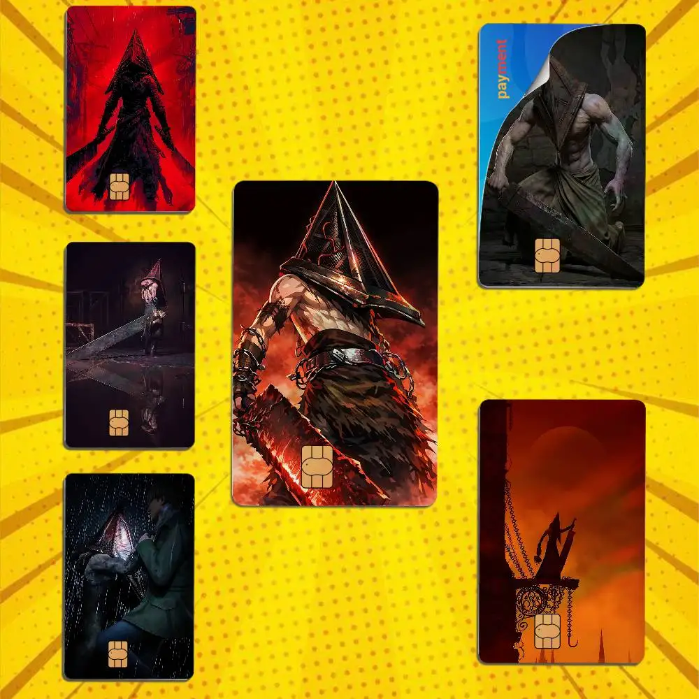 Dark Art Pyramid Head Silent Hill  High Quality Anime Laser PVC Sticker Film Skin Cover For Metro Debit Credit Card  Access Card