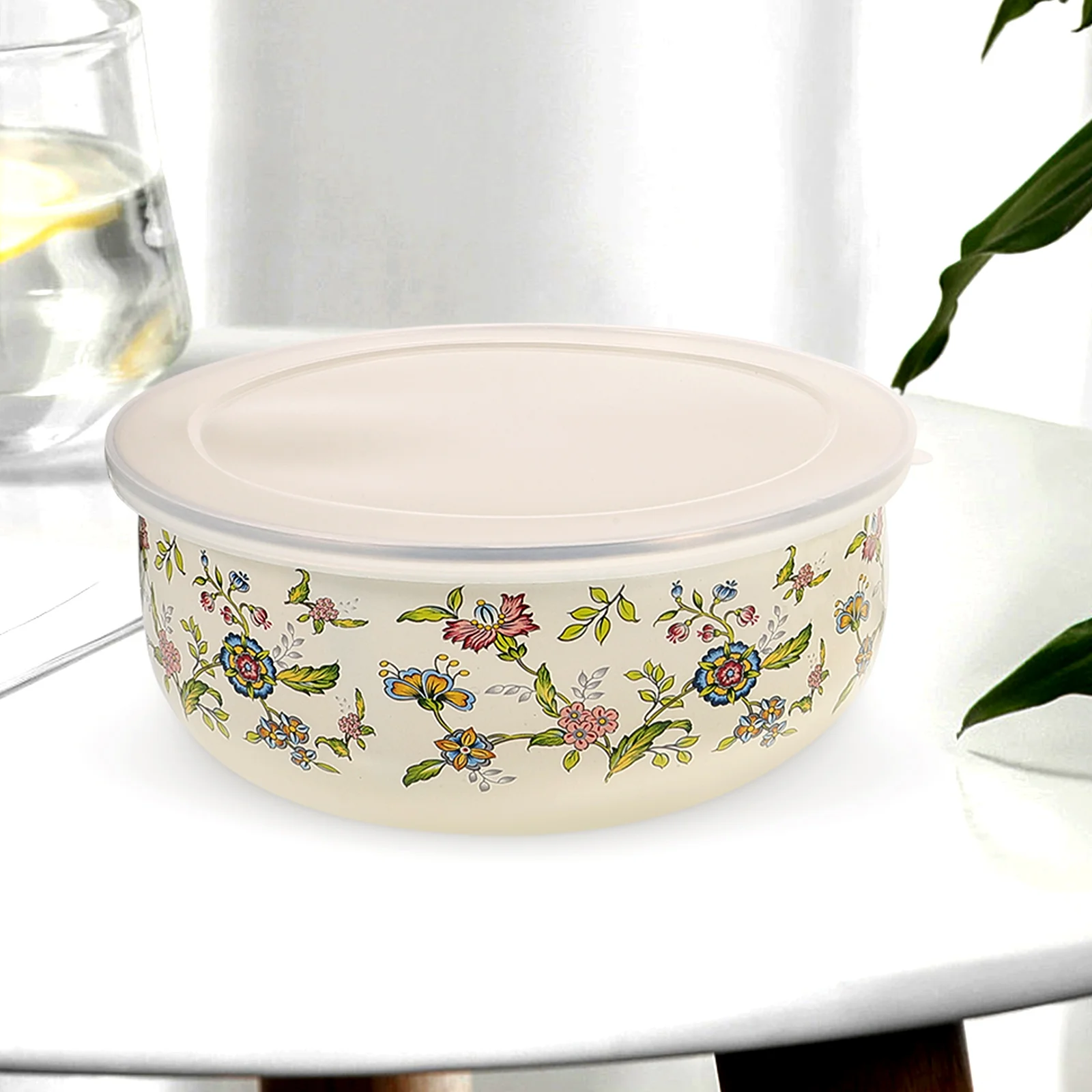 Enamel Bowl Mixing Bowls for Kitchen with Lids Serving Storage Large Food Salad Container Big