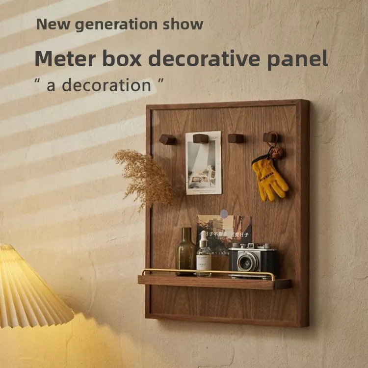 Black Walnut Wood Meter Box Decorative Cover Shelf Wall Mounted Electric Box Concealer for Home Living Room Decoration