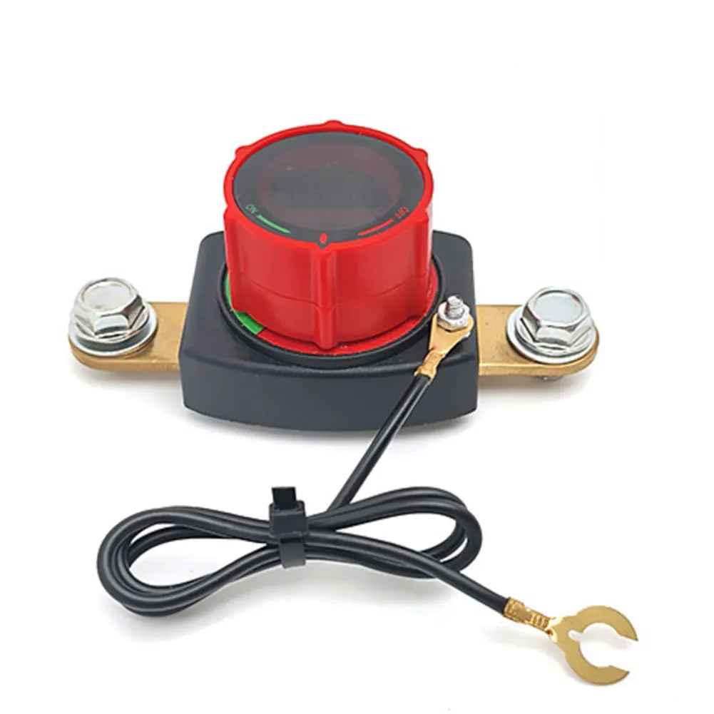 

Выключатель аккумулятора со светодиодным вольтметром и огнестойкой конструкцией для изоляции основного автоматического выключателя в транспортных средств