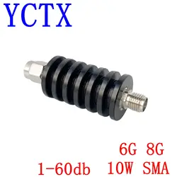10W SMA Type Attenuator DC-6G/8GHZ 1/2/3/5/6/10/15/20/30db/40db/60db SMA RF coaxial Power plug Male to jack Female 50ohm