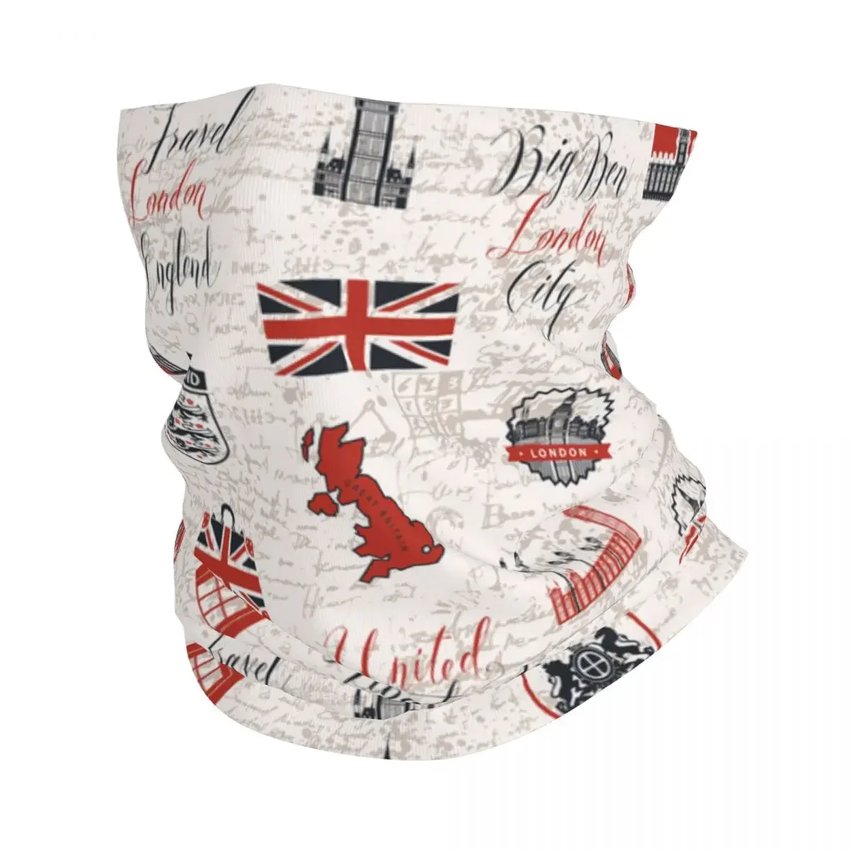 UK British London Symbol Bandana Neck Warmer Men Women Winter Ski Tube Scarf Gaiter United Kingdom Flag Face Cover