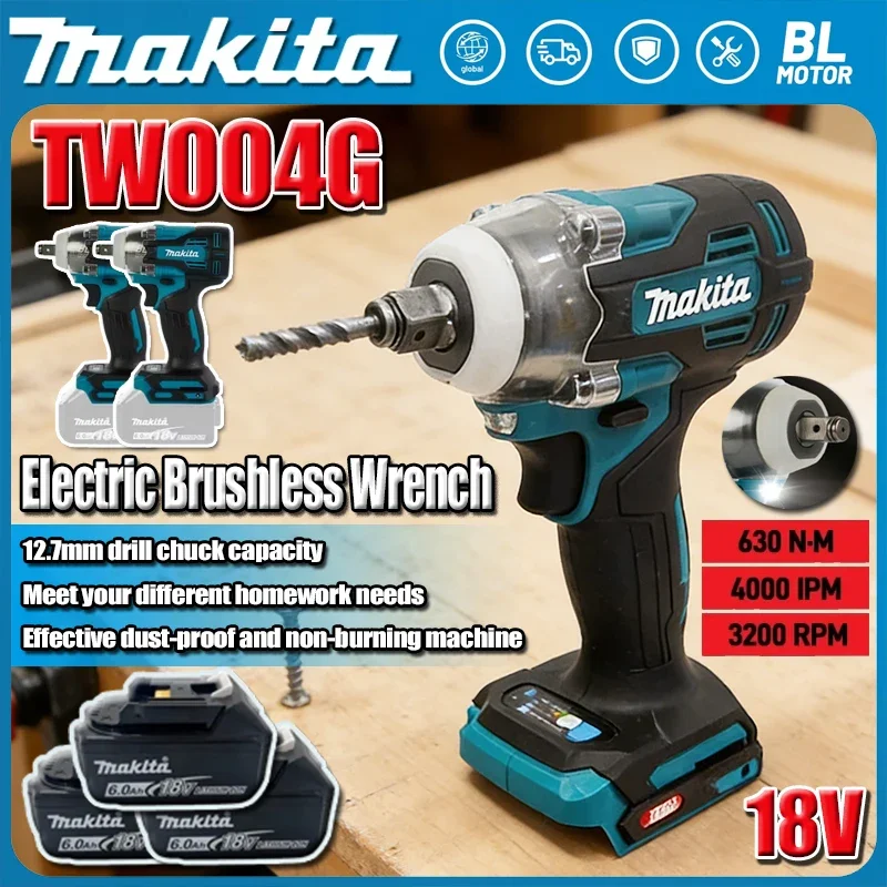 

Бесщеточная отвертка Makita TW004G 630N.m, беспроводная электрическая отвертка, перезаряжаемая дрель-шуруповерт для аккумулятора Makita 18 В.