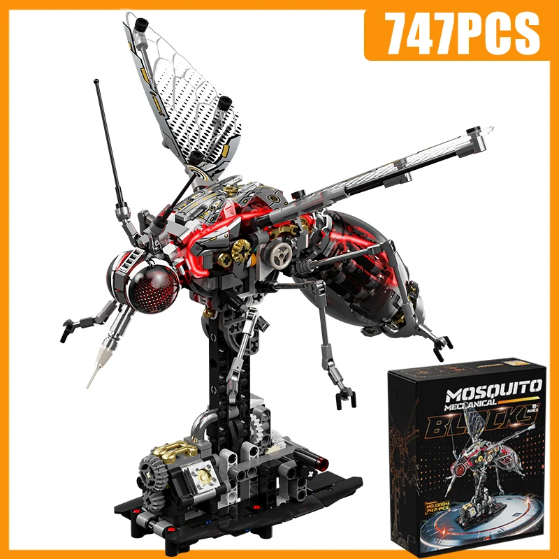 

Технический конструктор 747 деталей: Механическая модель комара (насекомого) для сборки, креативные красные кирпичики MOC, развивающая игрушка, подарок для взрослых и детей