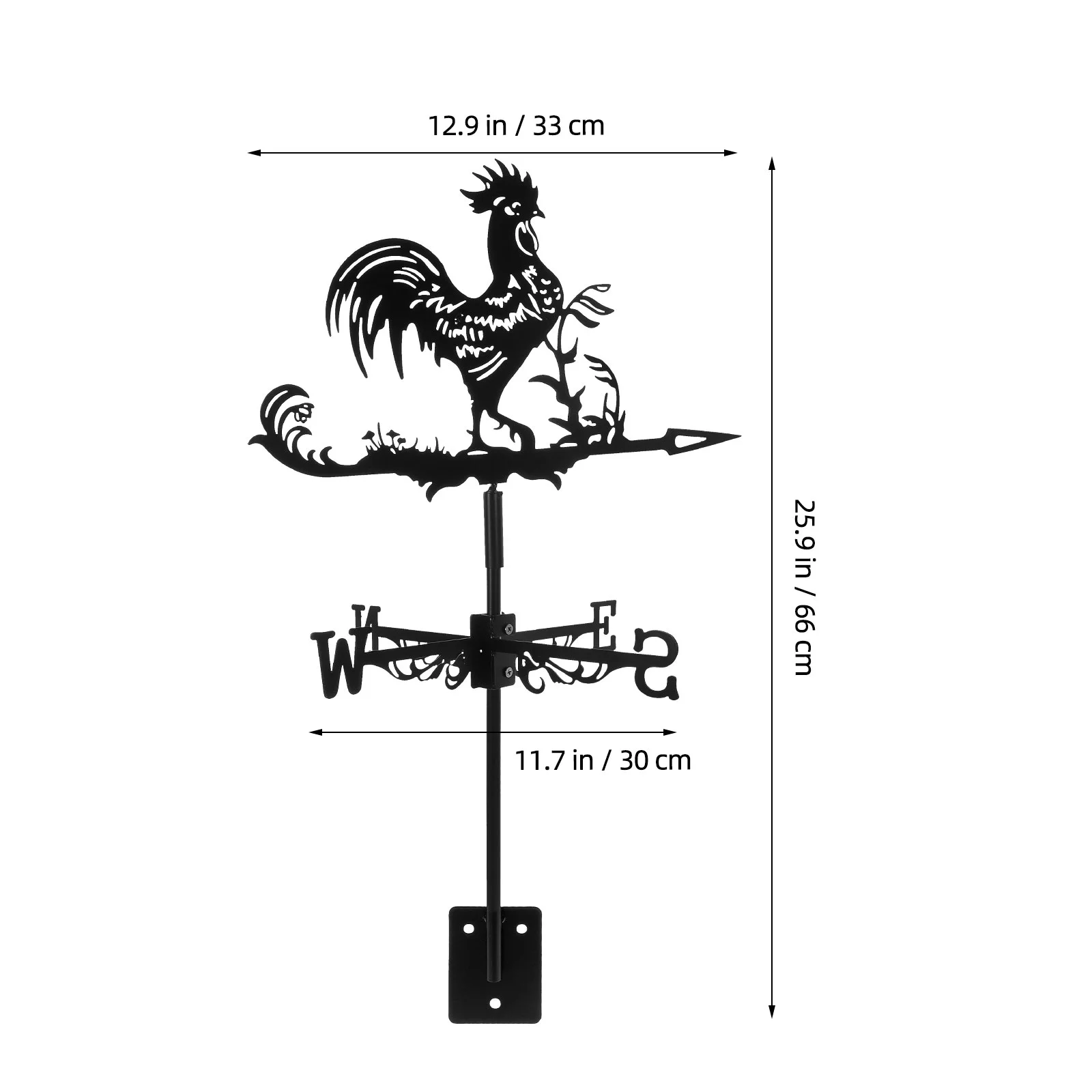 Farm Yard Metal Wrought Iron Big Rooster Roof Decoration Weather Vane Indicator Sign Ornament Farmhouse Wind Direction