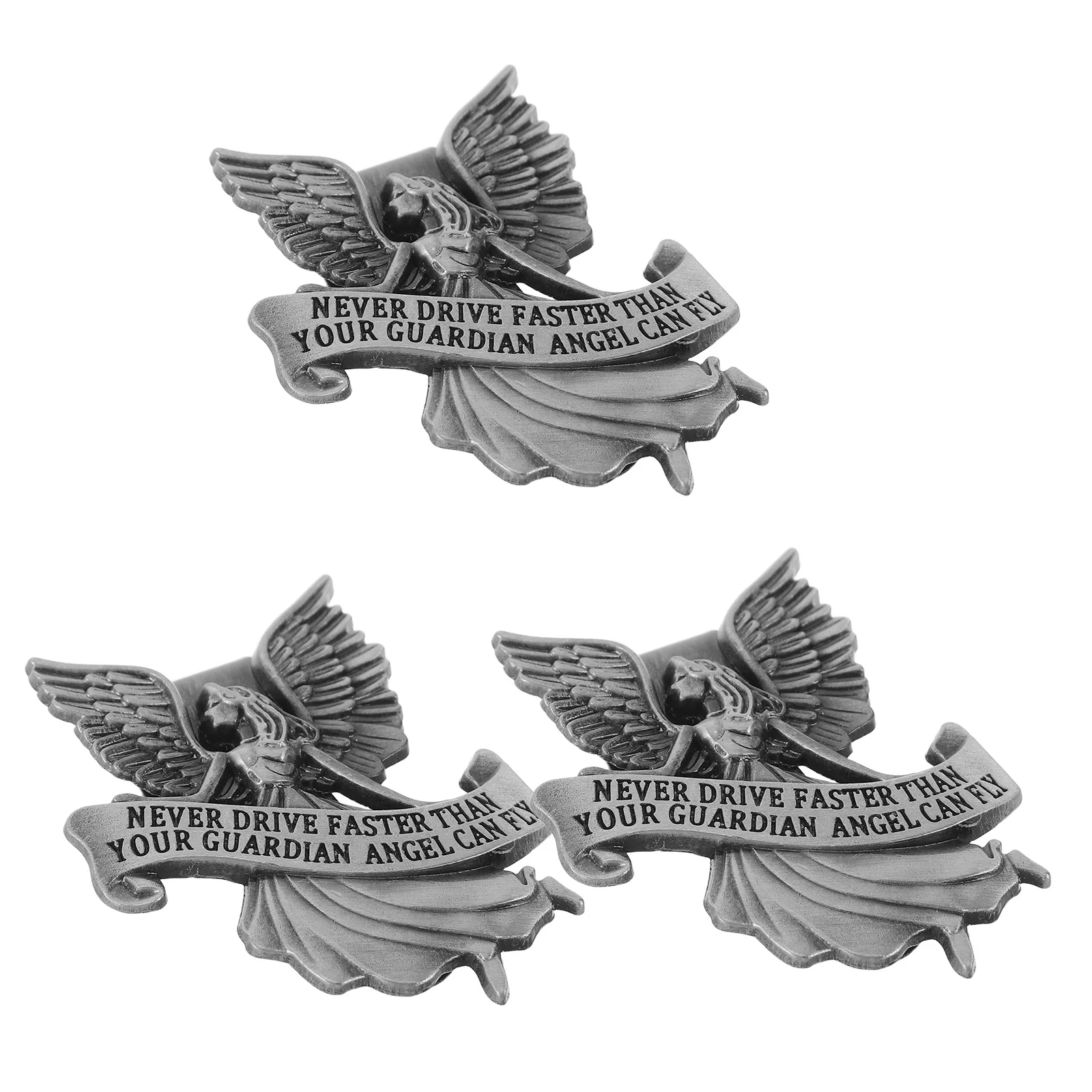 

3pcs Guardian Angel Clip Car Visor Drive Safe Charm Metal Safety Decor For New Drivers Teens Family Travel Religious Car