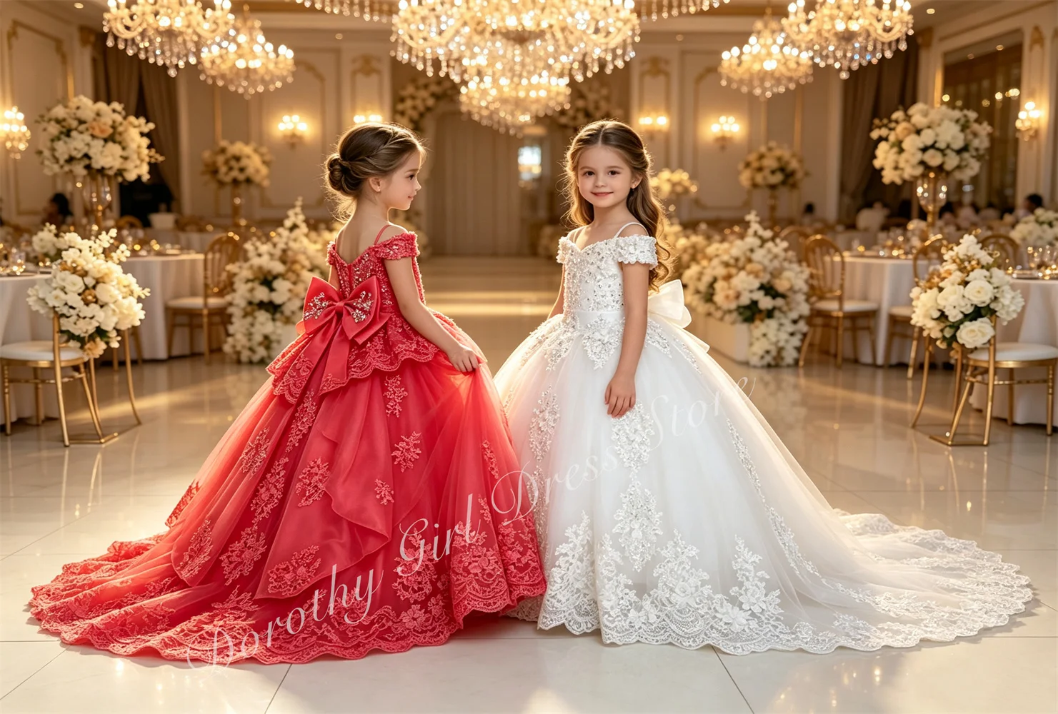 Crystal Mesh Fabric - Puszysta sukienka dla dziewczynki z siateczki,