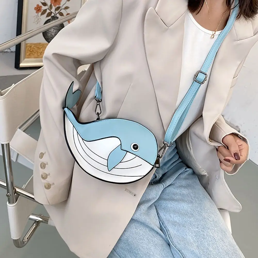 New Little Whale Animal Shaped Shoulder Bag PU Leather Crossbody Bag Personalized Phone Purse Women Fashion Cartoon Handbag