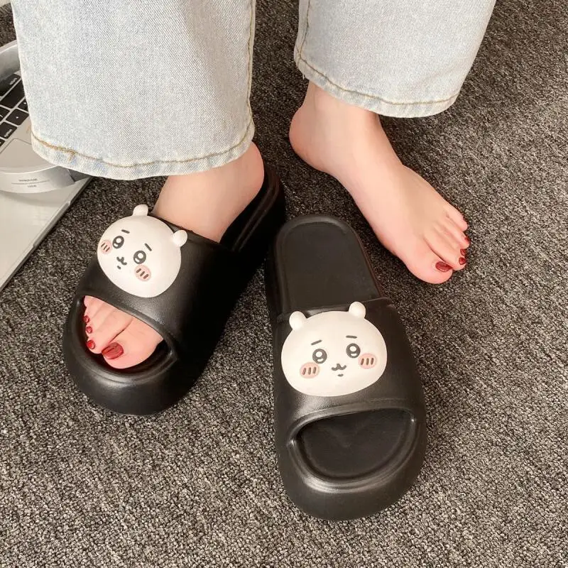 Girl Chiikawa New Style Eva Thick Sole Summer Slippers Lady Wear Outside Beach Comfortable Leisure Versatile Sandals