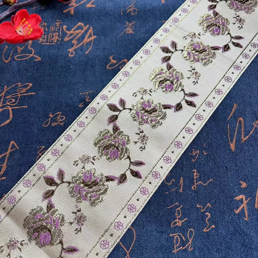 Nastro Jacquard intrecciato, Design classico di fiori, accessorio per tende e abbigliamento, LS-9903, larghezza 9cm, 5 yarde per lotto