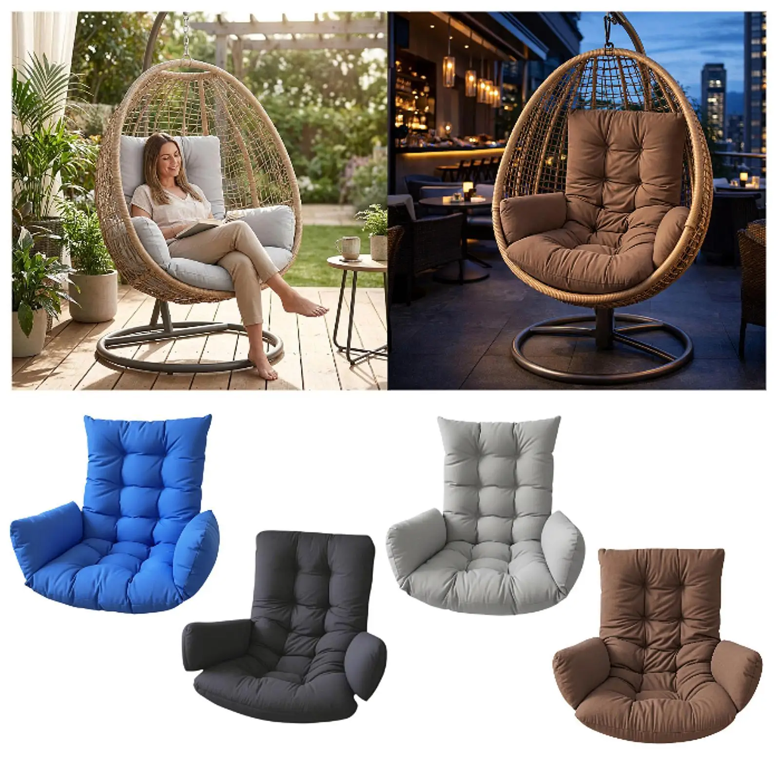 Outdoor Patio Hanging Basket Cushion Ergonomic Pad for Garden Balcony Lounge Furniture Chair