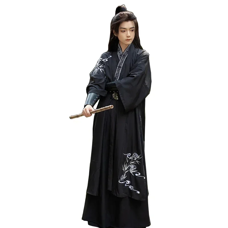 Chinese Traditional Hanfu Clothing Man Ancient Swordsman Halloween Cosplay Costume Black Stage Performance Ethnic Hanfu Outfit - Image 6