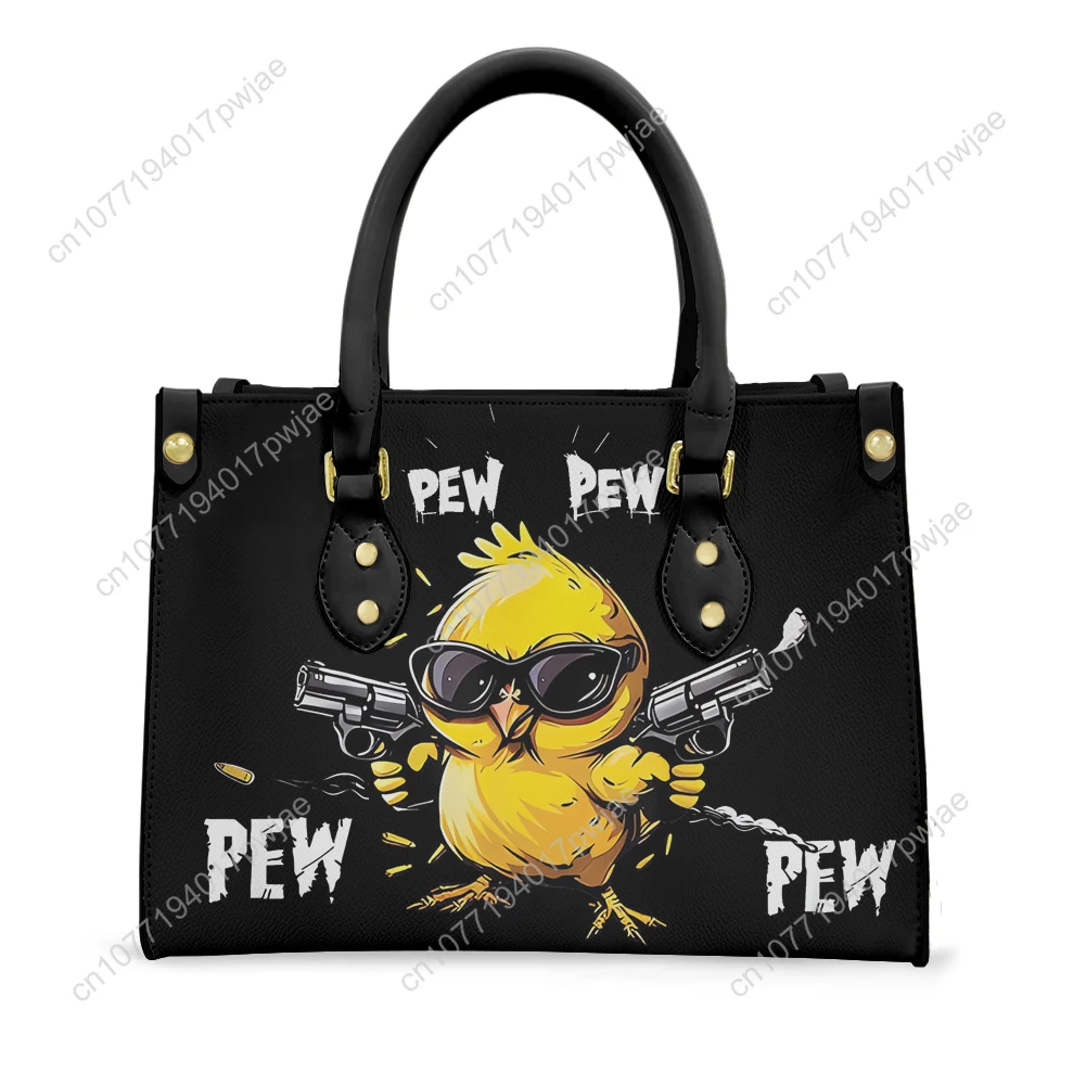 Pew Pew Madafakas Fun Pattern Tote Bag Purse Womens Mens Personalized Text Image PU Leather Handbag Business Shopping Gift Bags