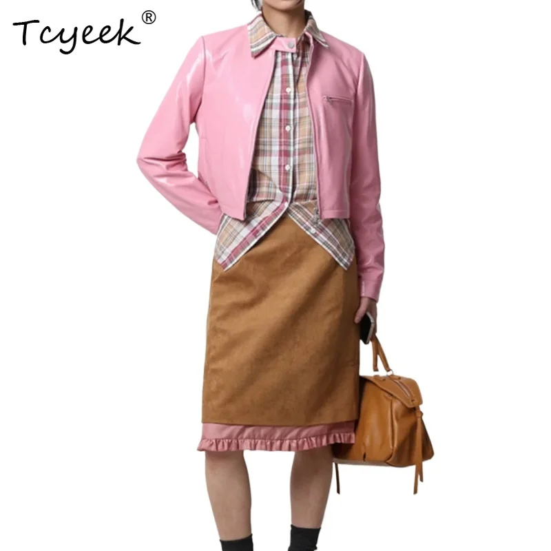 

Tcyeek Real Leather Jacket Women Clothes Sheepskin Stand Collar Coat Fashion Genuine Leather Jackets Women's Куртка Кожаная