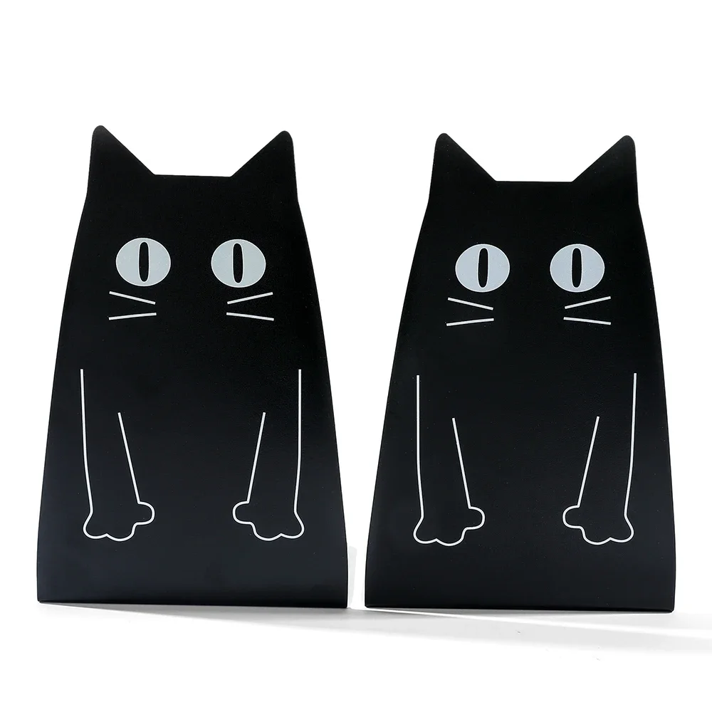 

Black Funny Cat Bookends Metal Animal Pet for Students Teachers Bookends Book Support Notebook Material File Storage Rack
