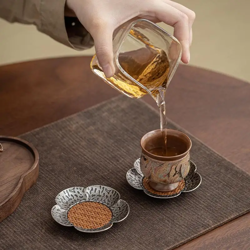 Podkładka pod kubek z rattanu, akcesoria do ceremonii parzenia herbaty, nowoczesny wystrój domu, chiński styl, zestaw do herbaty Gongfu, wyjątkowy prezent