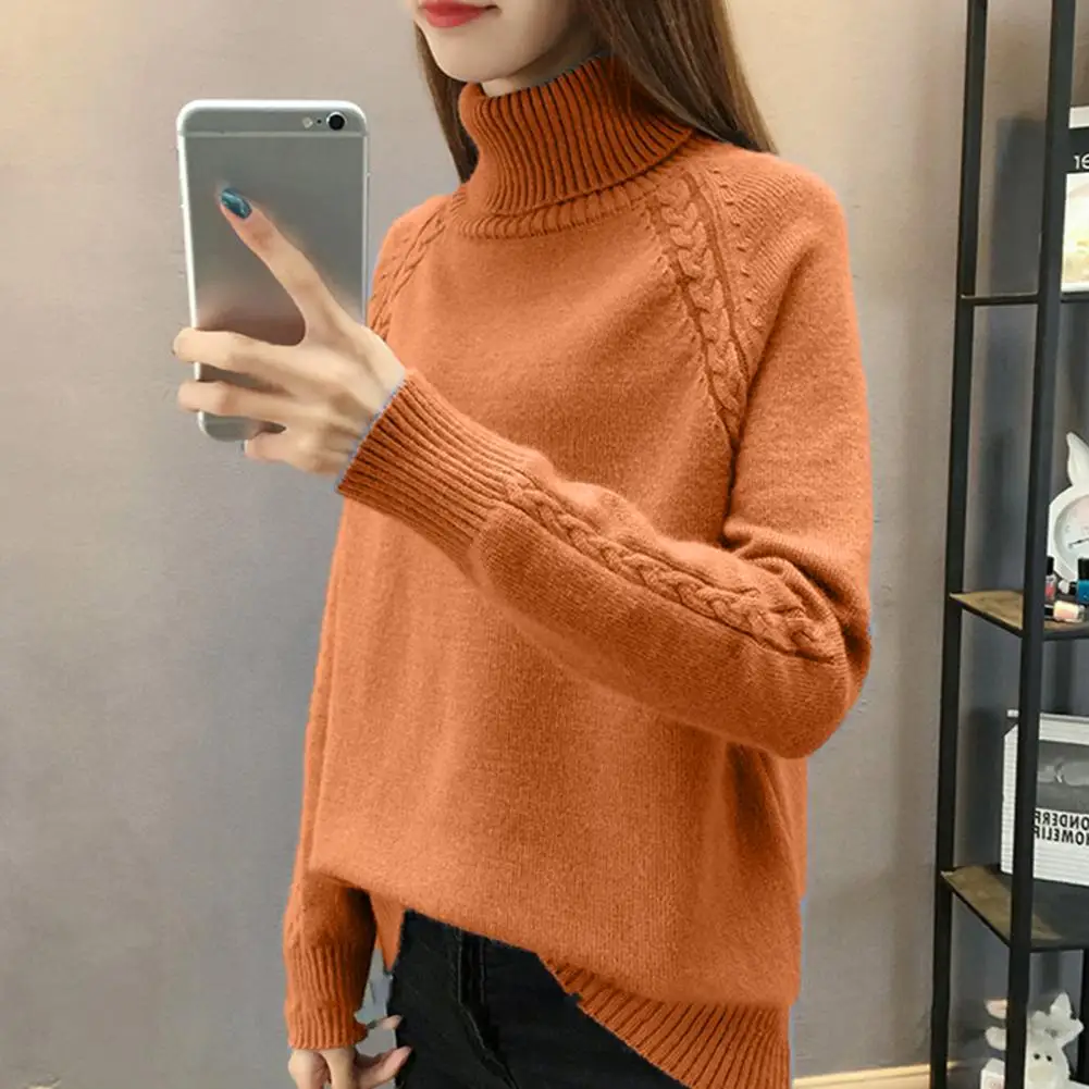 

Soft Sweater Cozy Women's High Collar Knit Sweater Thick Soft Stylish Winter Pullover for Neck Protection Casual Commute Thick