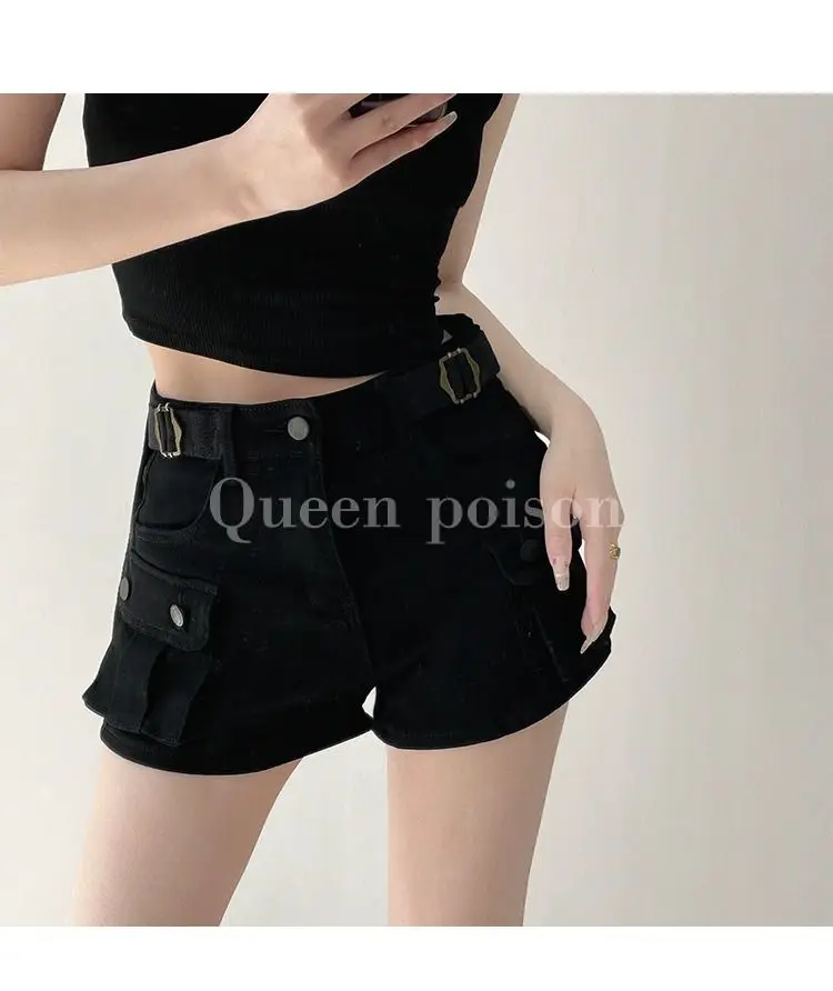 Working Denim Shorts For Women In Summer High Waist Slimming Loose Casual Pocket Wide-Leg Hot Pants