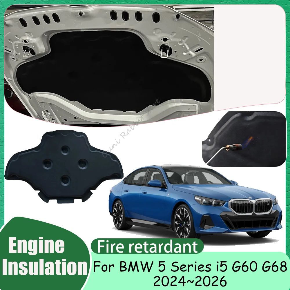 For BMW 5 Series i5 G60 G68 2024~2026 2025 Car Hood Engine Trunk lining Trunk Thermal Insulated Cotton Soundproof Mat Accessorie