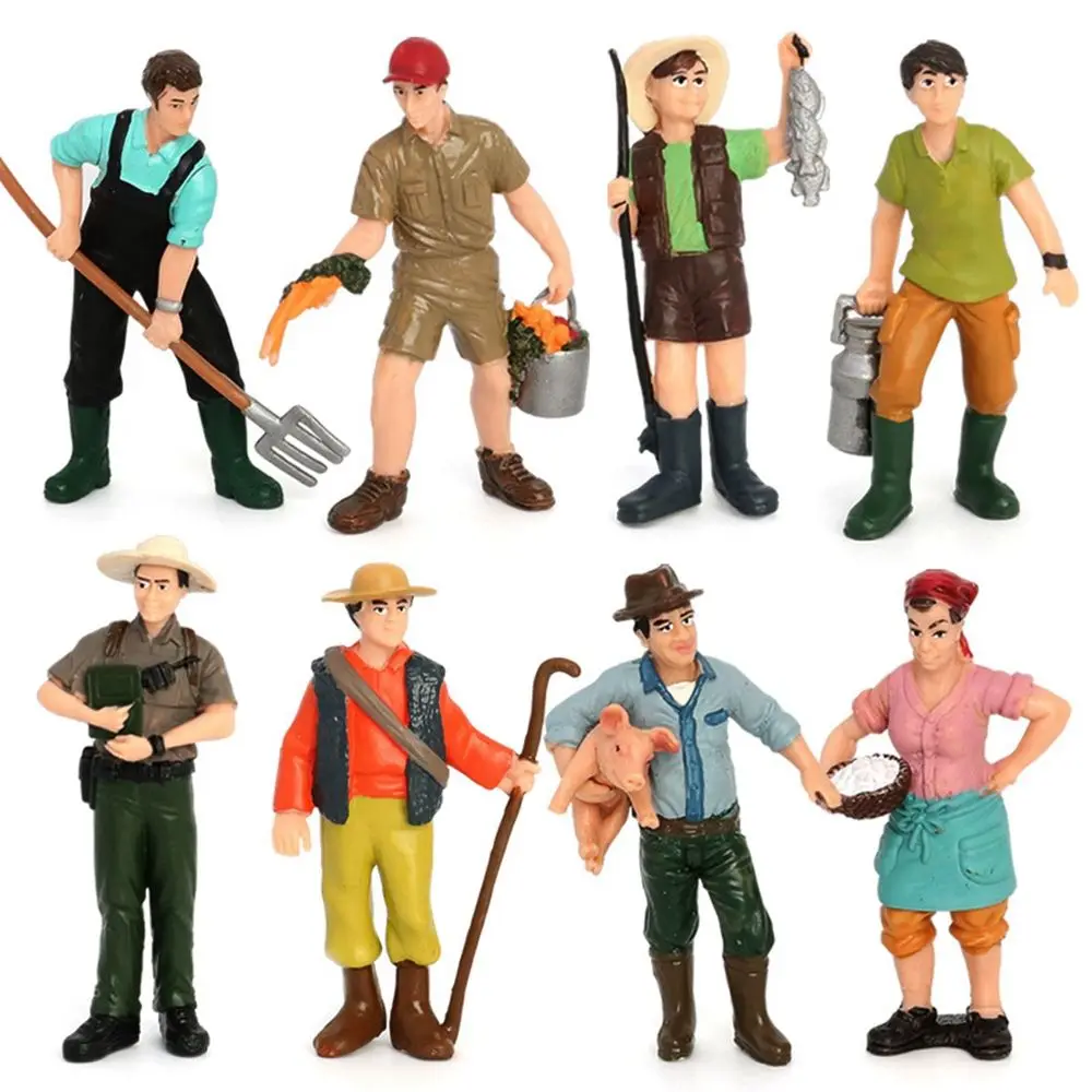 Simulation Farm Staff People Farmer Collection Toys Garden Decoration Miniature Figure Toy Figurines Model Farmer Staff People