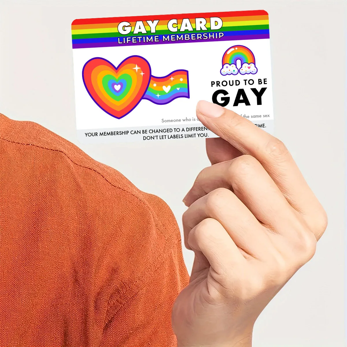 1 قطعة بطاقة عضوية LGBTQ + Pride مدى الحياة - بطاقة عضوية على طراز بطاقة هوية المثليين PVC غير لاصقة، LGBTQ + فردية وحليف souv