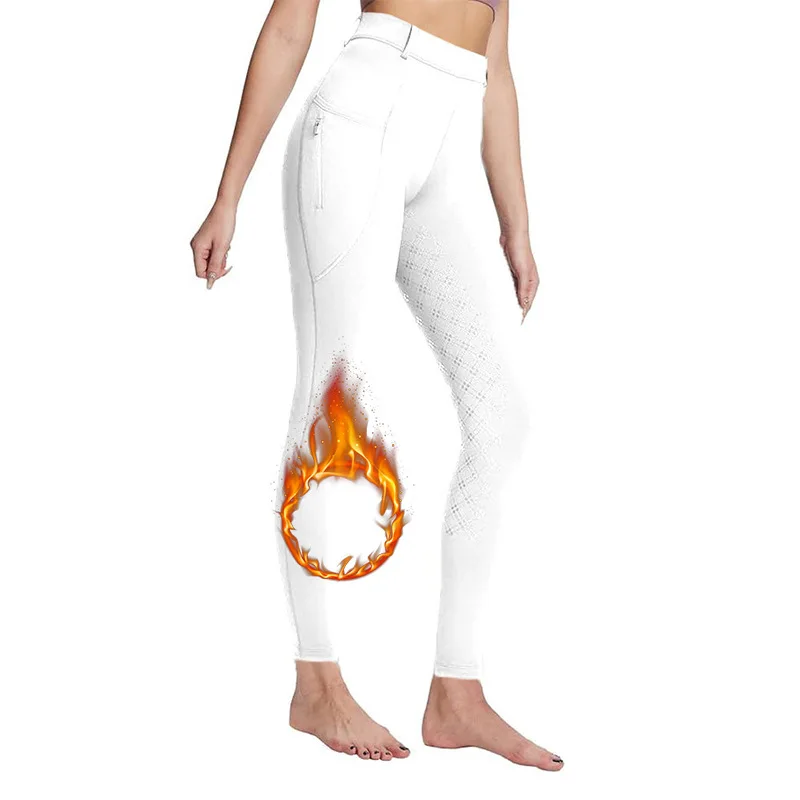 سميكة المؤخرات النساء السيليكا عدم الانزلاق تنفس مرونة عالية الخصر ركوب الخيل السراويل الدافئة الصوف الفروسية طماق ملابس رياضية