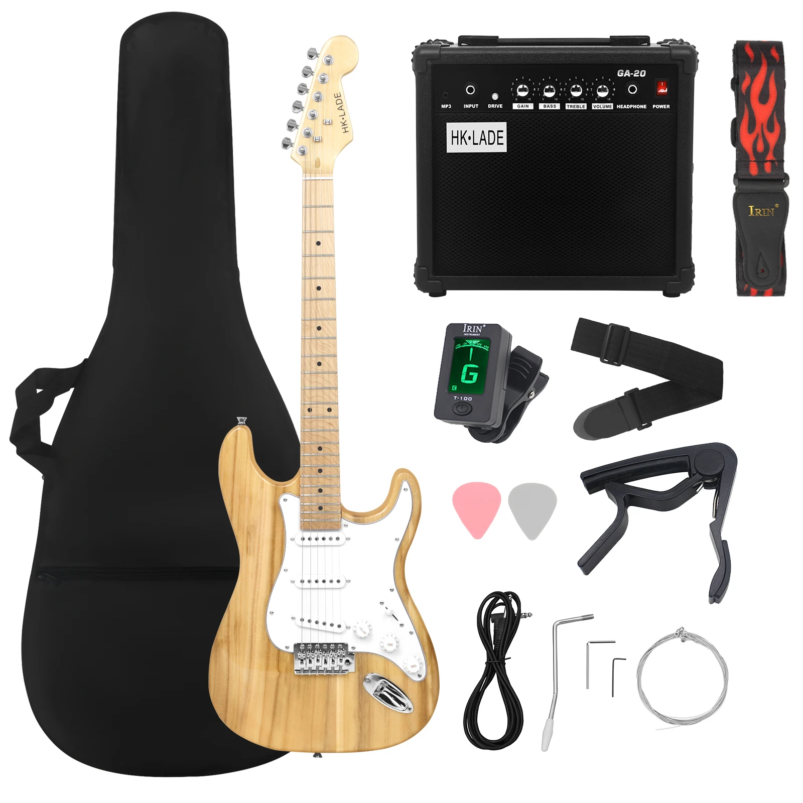 

HK·LADE Electric Guitar 39 Inch 6 String 22 Frets Maple Body Electric Guitarra With Amp Bag Strap Guitar Parts & Accessories