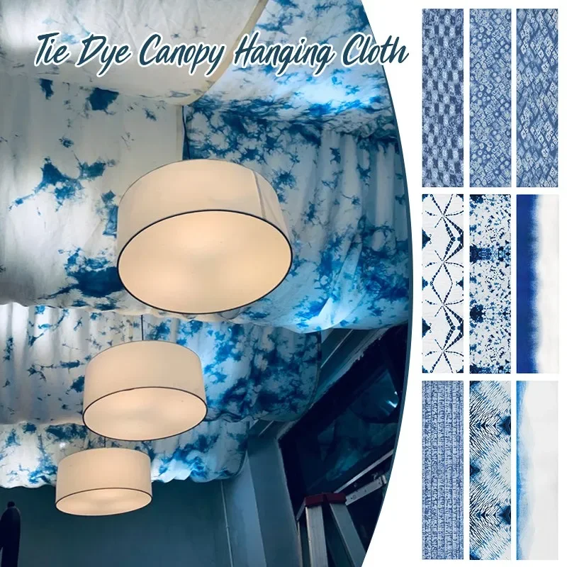 40x120cm Tie-dye Background Ceiling Hanging Cloth Partition Curtain Outdoor Camping Christmas Garden Holiday Background Props