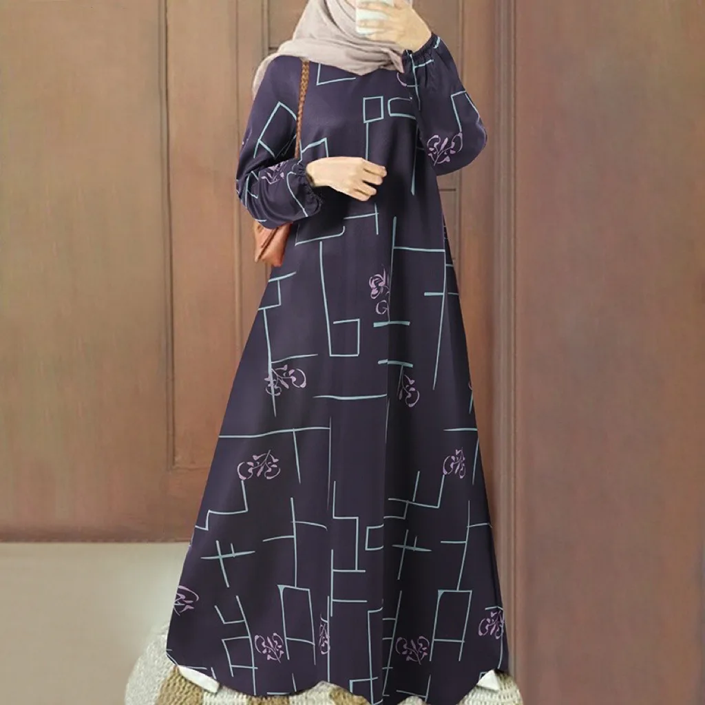 Abaya Muslim Women Print Dress Morocco Ramadan Long Robe Vestidos Abayas Saudi Dubai Arabic Jalabiya Islam Eid Modest Dresses