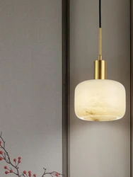 New All Copper Living Room Dining Room Single Head Chandelier Minimalist Modern Bedroom Bedside Balcony LED Lighting Fixtures