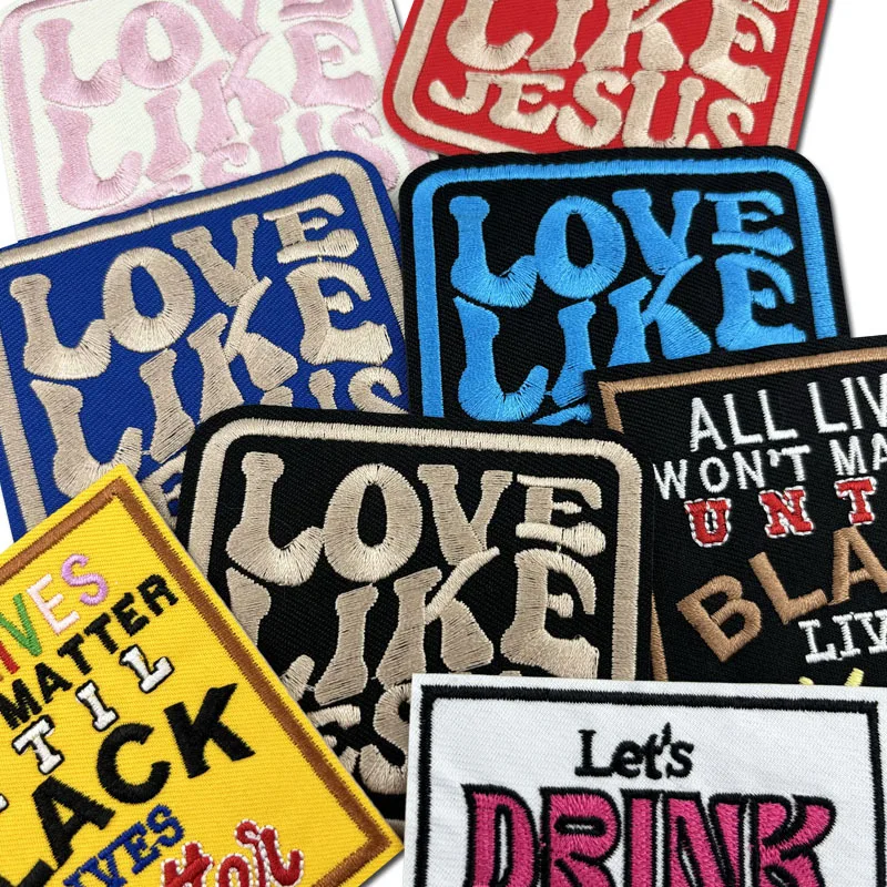 DIY Multicolor Square Letter Embroidered Patches Iron on Sew on Appliques Badges for Clothing Bags DIY Decoration Accessories