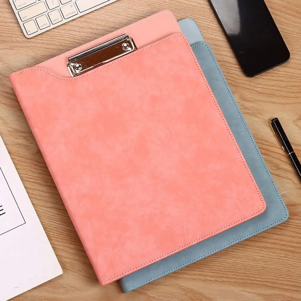 

With Cover A4 File Folder Clipboard With Pen Holder Metal Board Clip PU Leather Writing Clip Multifunctional Waterproof