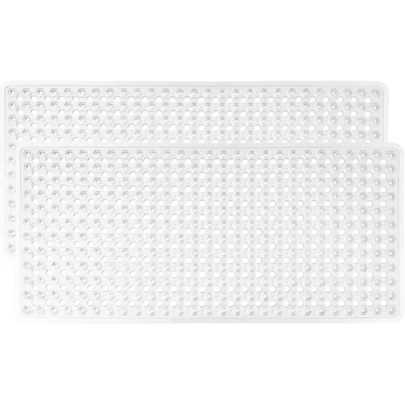 

Patented Bathtub Shower Mat 2-Pack | Machine Washable, Suction Cups & Drain Holes - Soft on Feet, Bathroom Essential