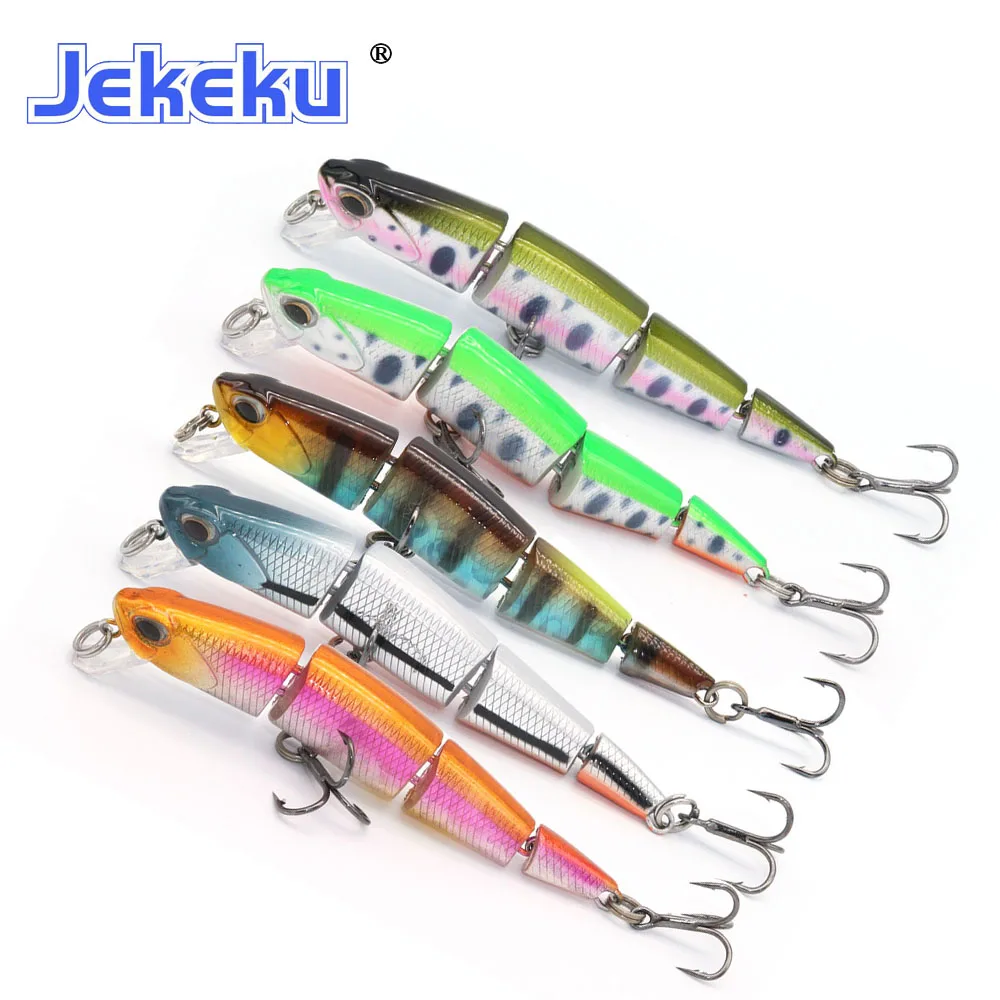 JEKEKU New 4 Sections Minnow Lure 73mm 5.8g Swimbait Jointed Sinking Fishing Lure Diving Multi Jointed Bait for Trout Bass Pike