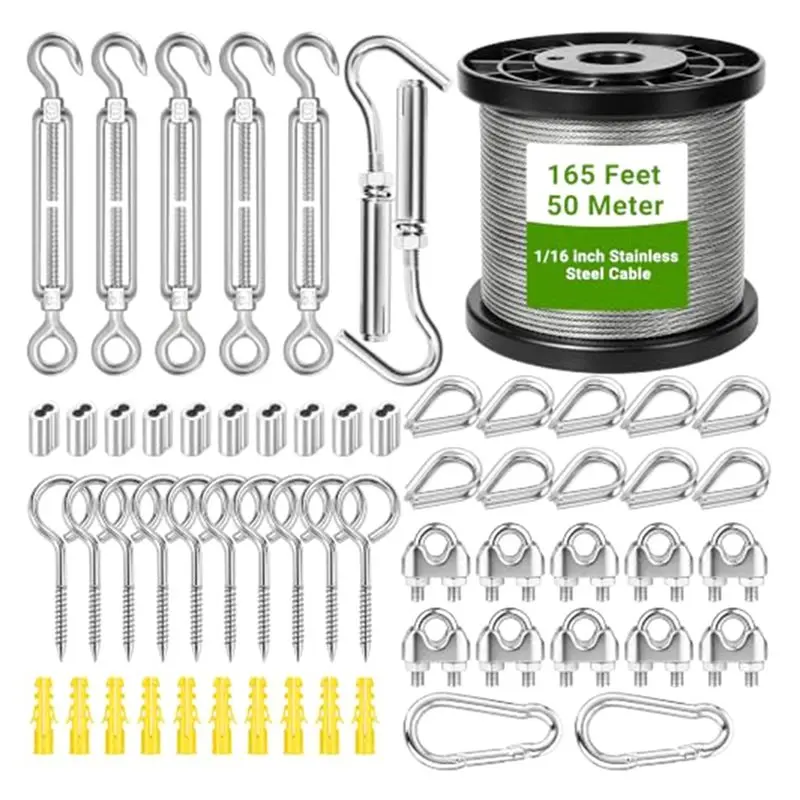 [NEWA76K!】 For Garden For Pergolas, Clotheslines, Railings, Trellises, Patios, For Gardens, Wedding Lighting 1/16-Inch Steel Wir
