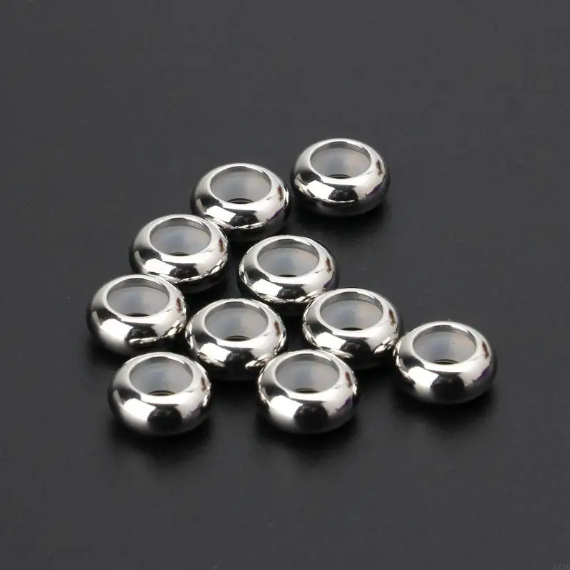 

37JB 10Pcs Stainless Steel Rubber Insert Stopper Spacer Beads for Add-a-Bead Bracelet