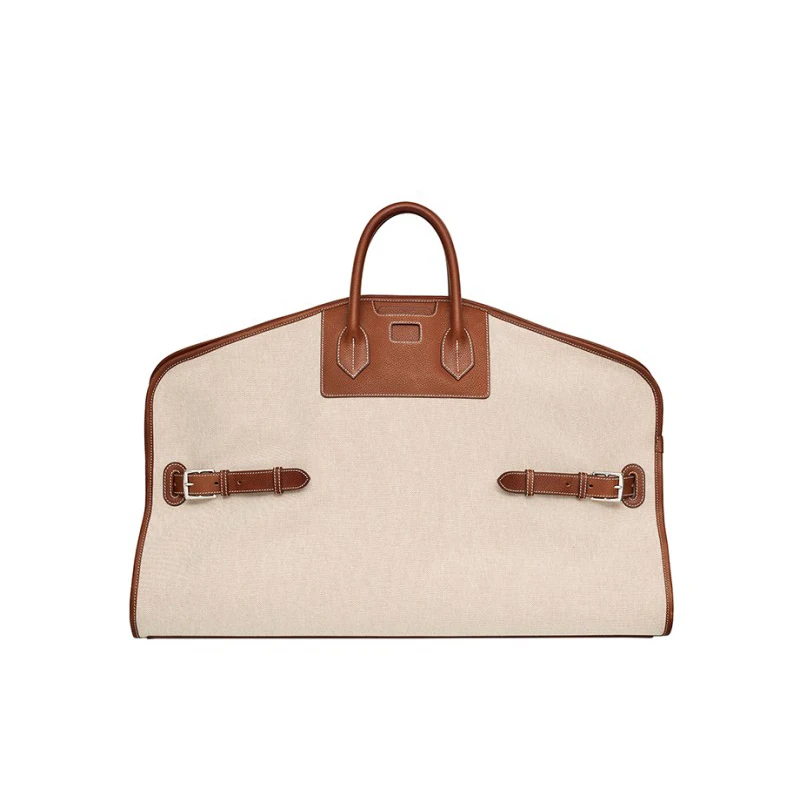 Luxury Travel Tote Bag Unisex Old Money Style Large Capacity Canvas Leather Patchwork Elegant Minimalist Overnight Weekender Bag